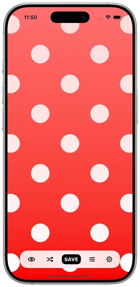 A red wallpaper with pale pink polka dots