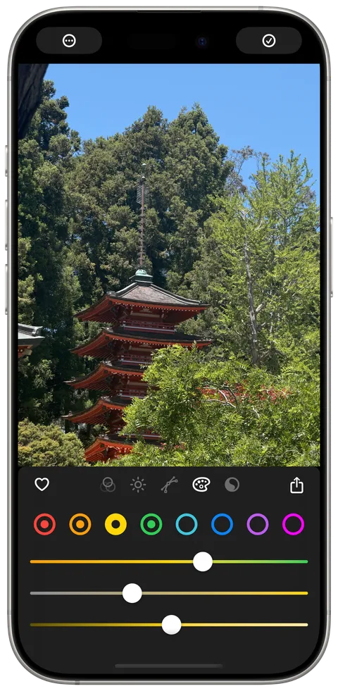 Hue, saturation and brightness controls